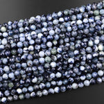 Natural Burma Blue Sapphire Faceted 6mm Round Beads 15.5" Strand