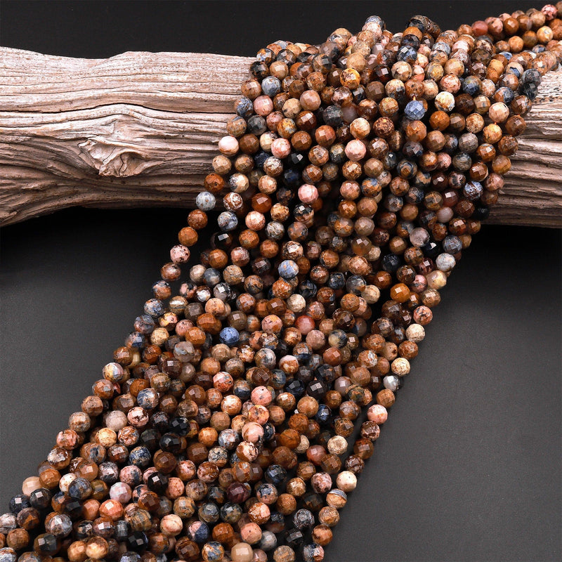Natural Pietersite Faceted 6mm Round Beads 15.5" Strand
