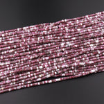 Natural Red Tourmaline Rubellite in Quartz 3mm 4mm Heishi Rondelle Beads 15.5" Strand