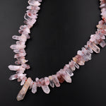 Rare Natural Red Lepidocrocite Quartz Beads Raw Freeform Top Side Drilled Crystal Spike Nuggets in Natural Shape 15.5" Strand