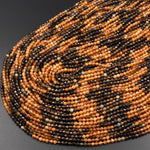 Natural Yellow Brown Tourmaline Faceted 3mm Round Beads Multicolor Gradient Micro Diamond Cut Gemstone 15.5" Strand