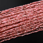 Natural Pink Rhodochrosite Faceted 2mm 3mm Cube Square Dice Beads Gemstone 15.5" Strand