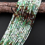 Micro Faceted Natural Brown Green Chrysoprase Faceted Round 4mm Beads Multicolor Gemstone 15.5" Strand