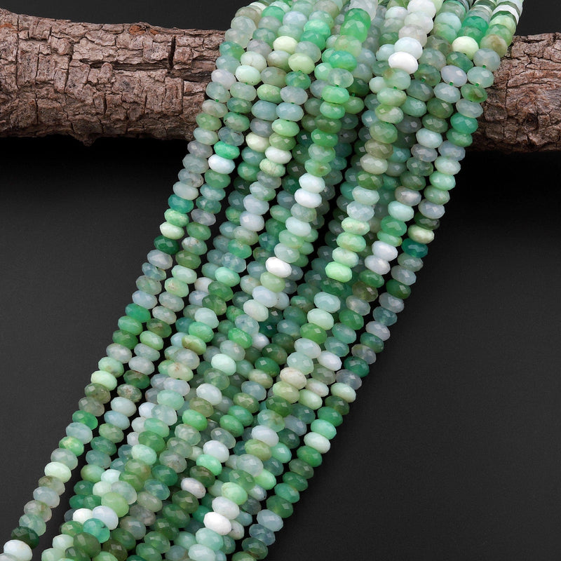 AAA Natural Australian Green Chrysoprase Faceted 6mm 8mm 10mm Rondelle Beads 15.5" Strand