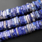 Huge Phenomenal Faceted Natural Blue Lapis Beads Center Drilled Rondelle Heishi Disc 15.5" Strand