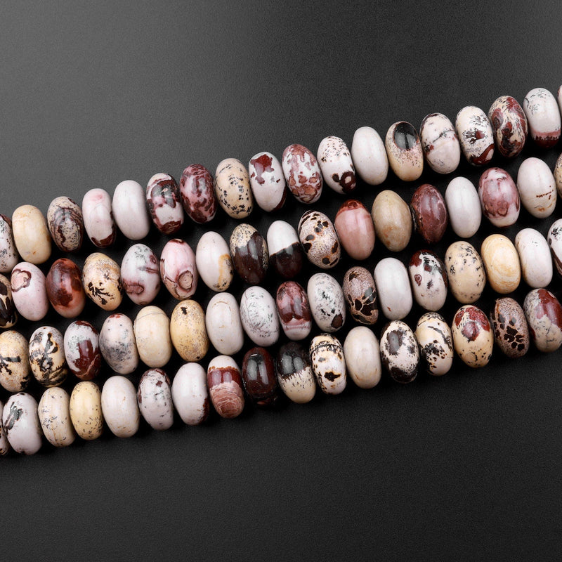 Natural Artistic Jasper 8mm 10mm Rondelle Beads Aka Wild Horse Picture Jasper 15.5" Strand