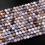 Natural Australian Dendritic Chalcedony 6mm 8mm Round Beads 15.5" Strand