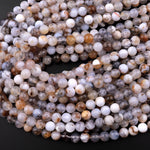 Natural Australian Dendritic Chalcedony 6mm 8mm Round Beads 15.5" Strand