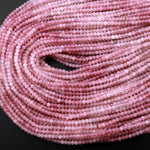 Genuine Madagascar Pink Rose Quartz Micro Faceted 4mm Rondelle Beads 15.5" Strand