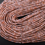 AAA Micro Faceted Natural Multicolor Peach Gray Moonstone 4mm Rondelle Gemstone Beads 15.5" Strand