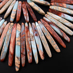 Graduated Natural African Blue Opal Spike Stick Beads 15.5" Necklace Strand