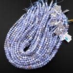 Natural Blue Chalcedony 4mm 6mm 8mm 10mm Round Beads 15.5" Strand