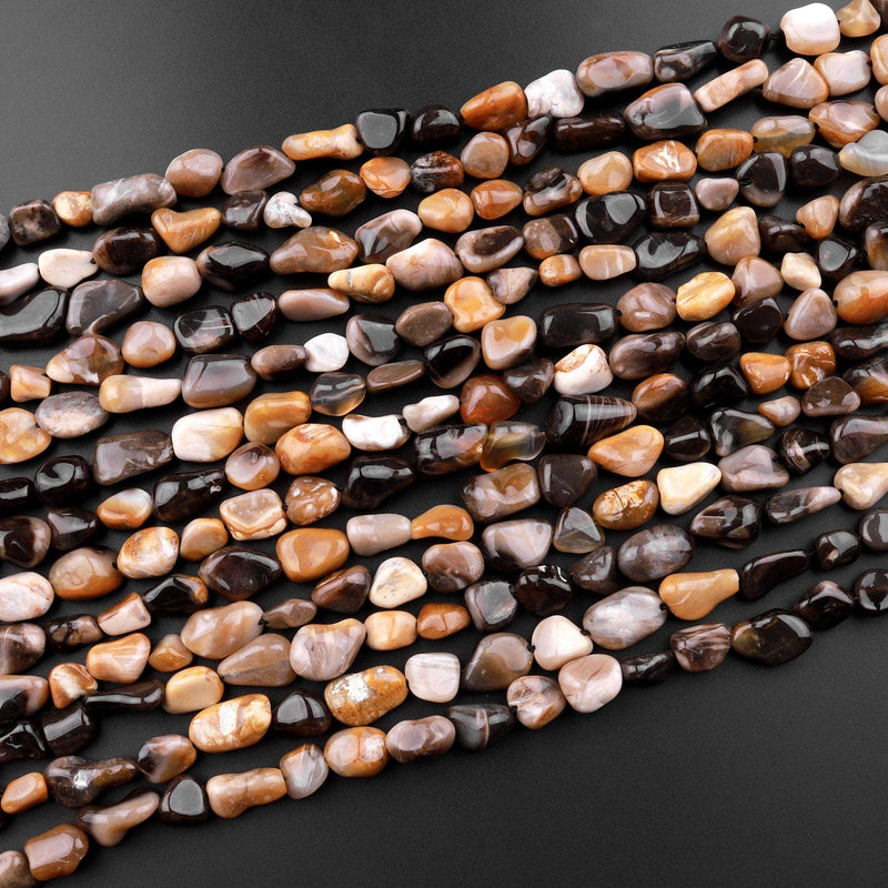 Natural Petrified Wood Freeform Chip Pebble Nugget Beads Gemstone 15.5" Strand