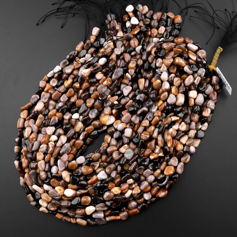 Natural Petrified Wood Freeform Chip Pebble Nugget Beads Gemstone 15.5" Strand
