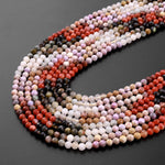 Micro Faceted Multicolor Mixed Gemstone Round Beads 3mm Red Agate Eagle Eye Phosphosiderite Jade 15.5" Strand