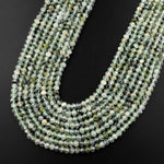 Micro Faceted Natural Green Prehnite Rondelle Beads 3mm 4mm 15.5" Strand