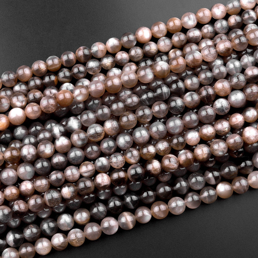 Natural Black Sunstone 4mm 6mm 8mm 10mm Round Beads 15.5" Strand