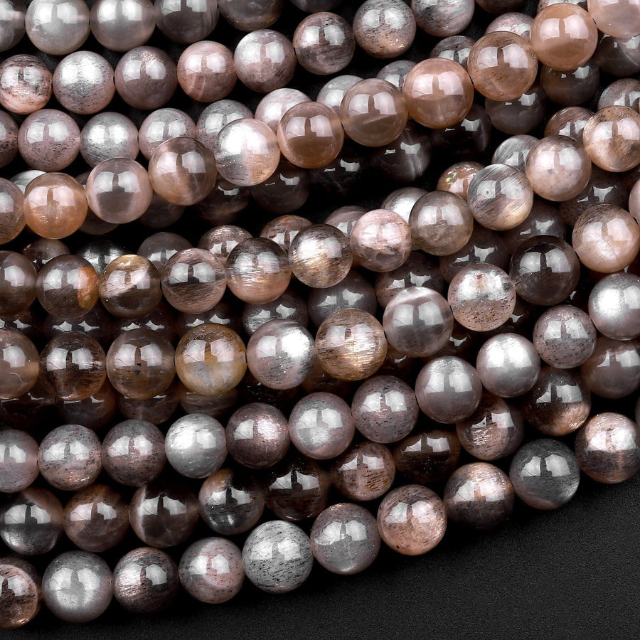 Natural Black Sunstone 4mm 6mm 8mm 10mm Round Beads 15.5" Strand