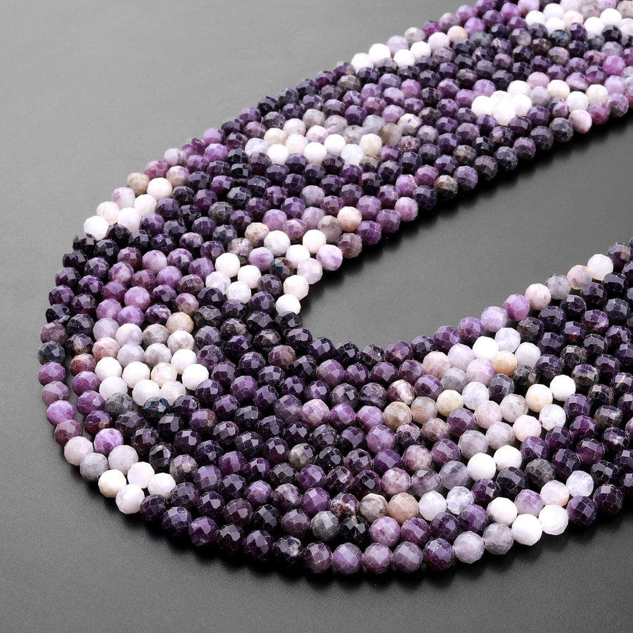 Natural Purple Opal Faceted 4mm Round Beads Micro Diamond Cut Gemstone 15.5" Strand