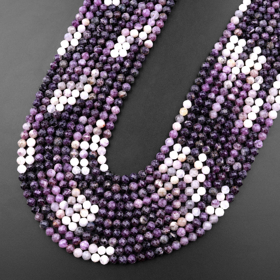 Natural Purple Opal Faceted 4mm Round Beads Micro Diamond Cut Gemstone 15.5" Strand