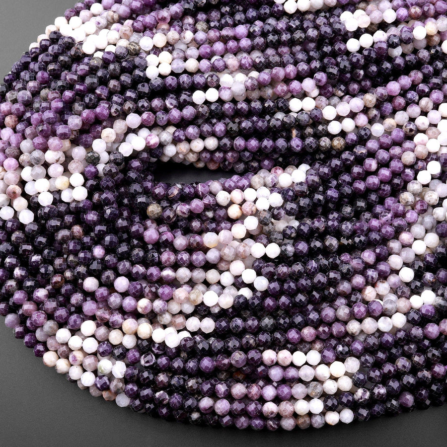 Natural Purple Opal Faceted 4mm Round Beads Micro Diamond Cut Gemstone 15.5" Strand