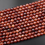 Natural Orange Hessonite Garnet Faceted 4mm 6mm 8mm Round Beads 15.5" Strand