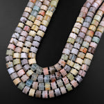 Natural Multicolor Green Blue Red Aquamarine Faceted Rondelle Beads Short Cylinder Wheel Diamond Cut 15.5" Strand