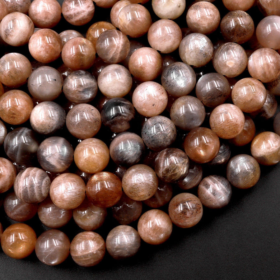 Natural Black Sunstone 4mm 6mm 8mm 10mm Round Beads 15.5" Strand