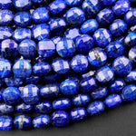 Faceted 8mm Blue Lapis Coin Beads Flat Disc Dazzling Facets Natural Gemstone 15.5" Strand