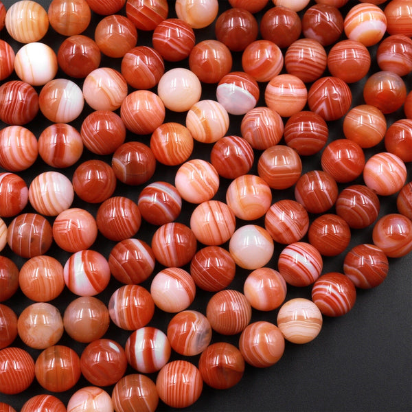 AAA Natural Banded Red Agate 6mm 8mm 10mm Round Beads 15.5" Strand