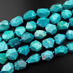 Natural Russian Amazonite Beads Chunky Large Faceted Freeform Nuggets 15.5" Strand