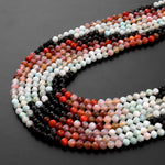 Micro Faceted Multicolor Mixed Gemstone Round Beads 3mm Rainbow Agate Amazonite Smoky Quartz 15.5" Strand