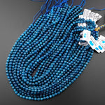 Natural Deep Teal Blue Apatite 6mm 8mm Round Beads 15.5" Strand