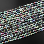 Micro Faceted Natural Ruby Fuchsite Fuschite 4mm Faceted Round Beads Laser Diamond Cut Gemstone 15.5" Strand