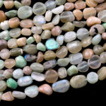Natural Garnierite Green Moonstone Freeform Chip Pebble Nugget Beads Gemstone 15.5" Strand