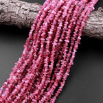 Natural Pink Tourmaline Freeform Hammered Beads 15.5" Strand