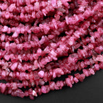 Natural Pink Tourmaline Freeform Hammered Beads 15.5" Strand