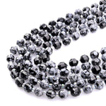 Faceted Snowflake Obsidian 8mm Beads Iridescent Energy Prism Double Terminated Point Cut 15.5" Strand