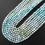 Brazilian Amazonite 4mm Faceted Round Beads Multi Shaded Natural Sea Blue Green Gemstone Micro Diamond Cut 15.5" Strand