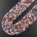 Natural Multicolor Fluorite Faceted 4mm Cube Square Dice Beads 15.5" Strand