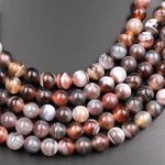Large Hole Beads 2.5mm Drill Natural Botswana Agate 8mm 10mm Round Beads 8" Strand