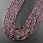 Natural Red Garnet 4mm Faceted Cube Square Dice Beads 15.5" Strand
