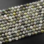 Natural Green Tourmaline Rutile Quartz  6mm 8mm 10mm 12mm Round Beads Gemstone 15.5" Strand