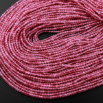 Micro Faceted Strawberry Quartz 2mm 3mm Round Beads Natural Pink Red Gemstones 15.5" Strand
