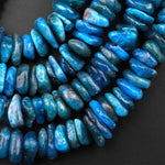 Natural Teal Blue Apatite Freeform Rondelle Disc Center Dilled Beads 15.5" Strand