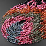 Natural Multicolor Green Pink Yellow Blue Tourmaline Freeform Chip Pebble Nugget Beads Gemstone 15.5" Strand