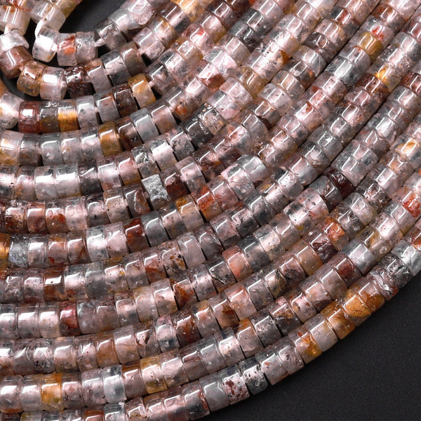 Natural Phantom Quartz 4mm Heishi Rondelle Beads 15.5" Strand