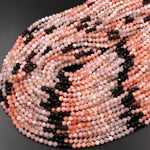 Micro Faceted Multicolor Mixed Gemstone Round Beads 4mm Sunstone Black Obsidian 15.5" Strand