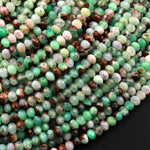 Natural Multicolor Chrysoprase Faceted 4mm Rondelle Beads Diamond Cut Brown Green Gemstone Beads 15.5" Strand