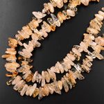 Natural Golden Yellow Citrine Freeform Chip Nugget Spike Beads 15.5" Strand